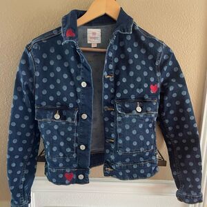 LulaRoe Kenny Denim Trucker Polka Dot Hearts Jacket XXS